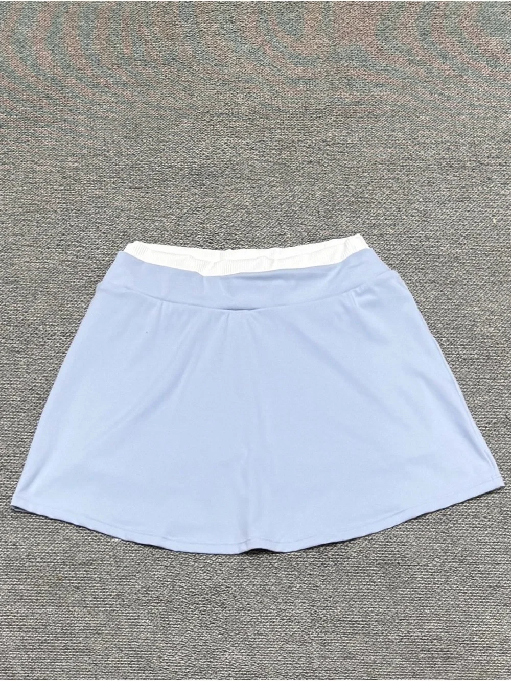 ALO Yoga Light Blue Skater Skirt with White Elastic Waistband